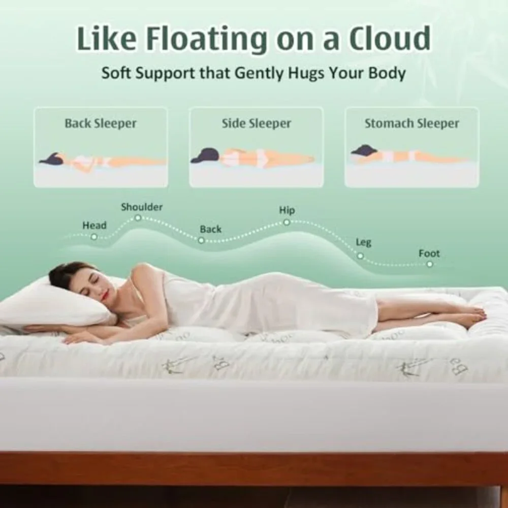 DOWNCOOL 3 Inch Full Mattress Topper Cooling Memory Foam Mattress Topper for Bac